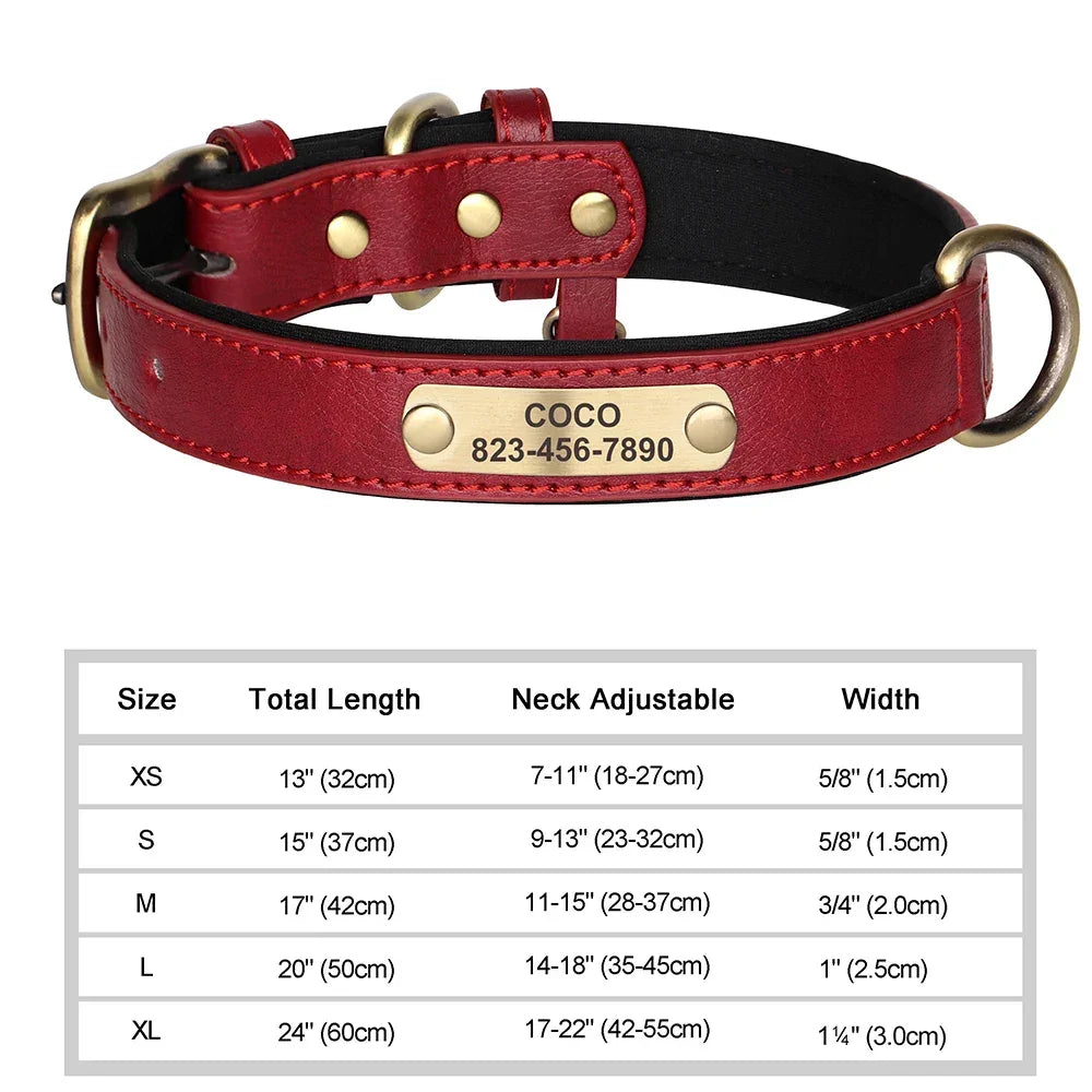 Personalized Dog Collar Custom Engraved PU Leather - Empire P.E