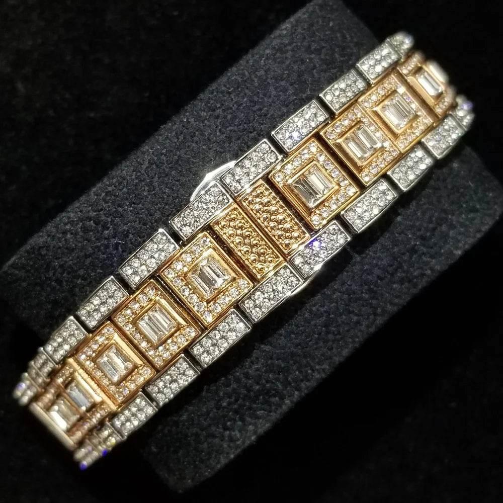 Luxury Shiny Diamond Watch For Men Hip Hop Trendy Iced Out Quartz Watches High Quality Stainless Steel Waterproof Day Date Clock - Empire P.E