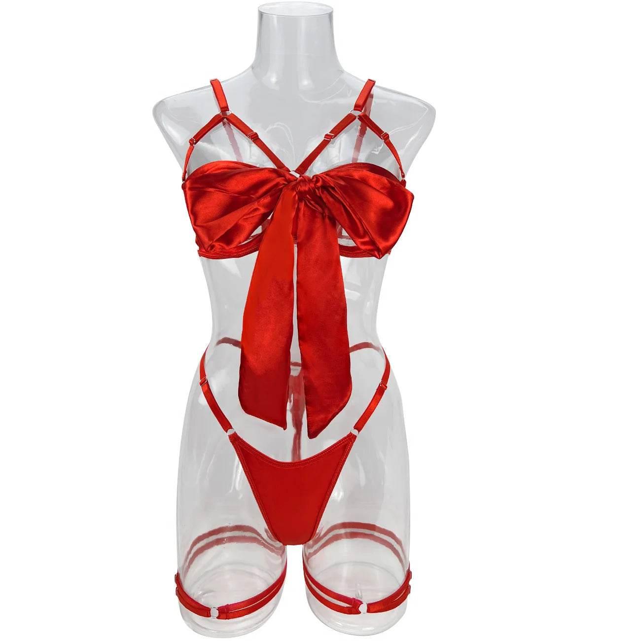 Bowknot Lingerie Open Bra Lace Up - Empire P.E