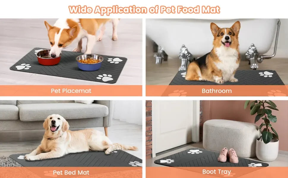 Pet Feeding Mat-Absorbent Waterproof Rubber Backing - Empire P.E