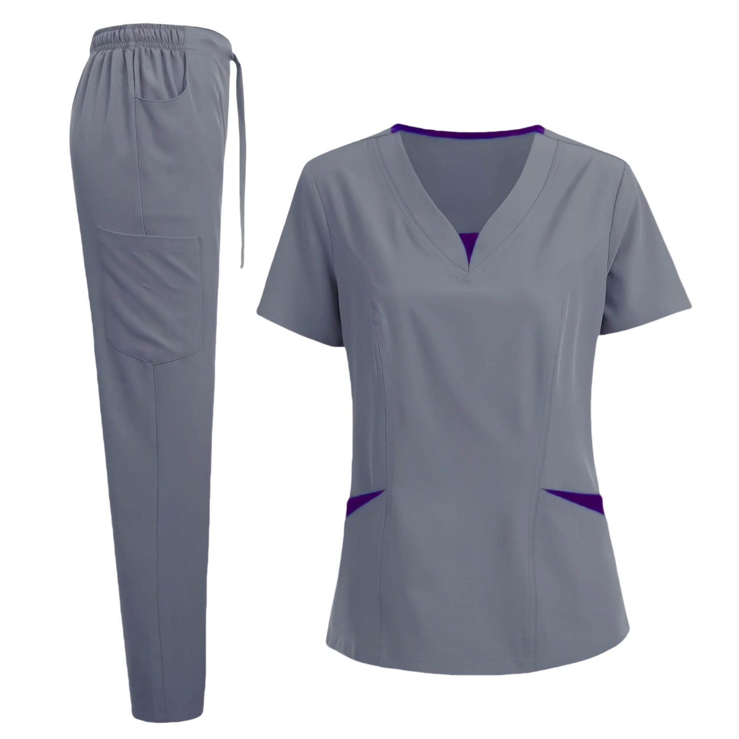 Scrub Set for Women Nurse V Neck Plus Size Scrubs Tops and Pants - Empire P.E