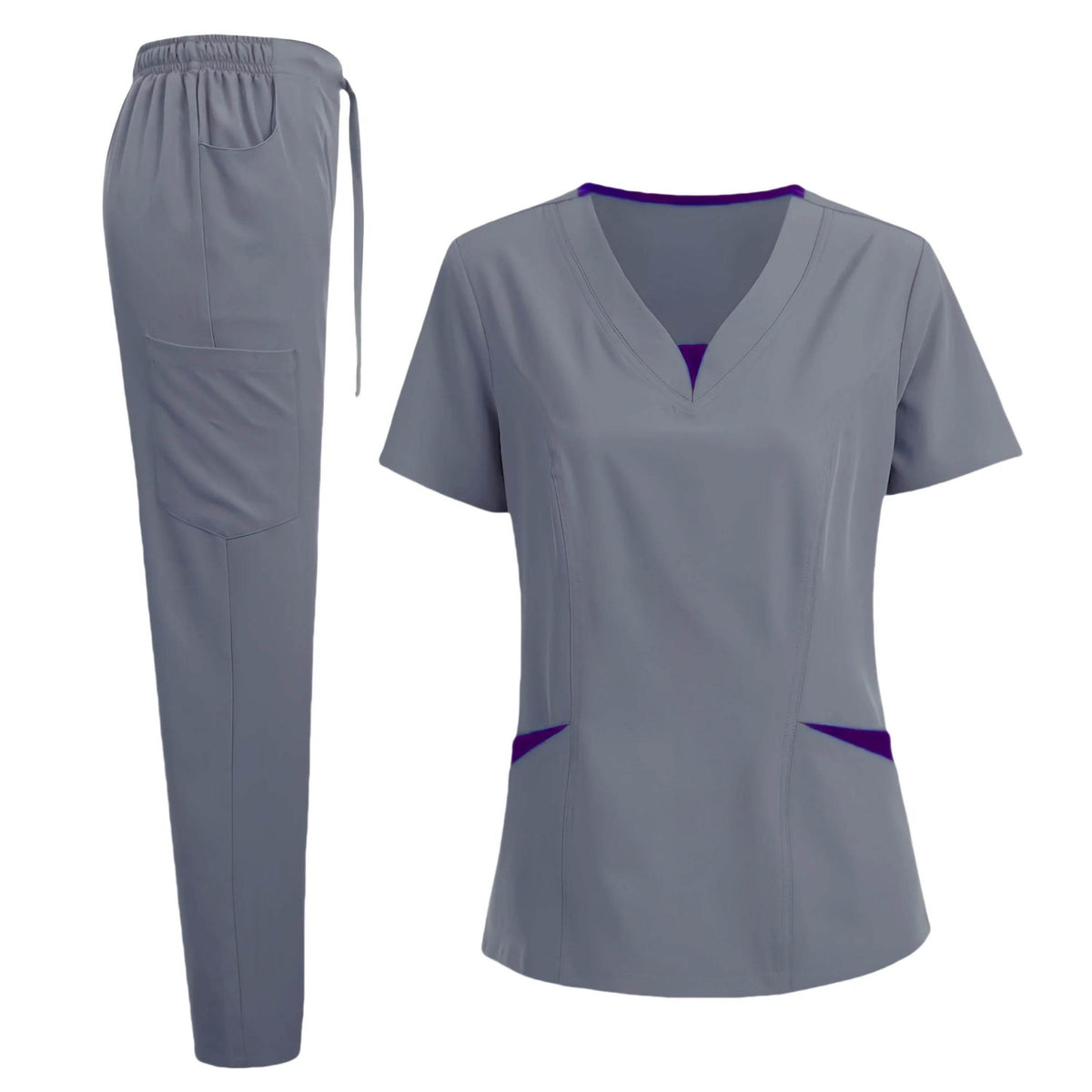 Scrub Set for Women Nurse V Neck Plus Size Scrubs Tops and Pants - Empire P.E