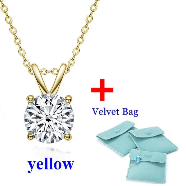 1-2ct D color Moissanite Diamond 18K Gold Plated Classic Necklaces - Empire P.E