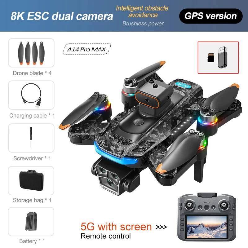 Drone with Camera Professional 4K HD Aerial Photography Dron GPS Return 4.5inch LCD Screen RC Quadcopter Three Camera Drone Toys - Empire P.E
