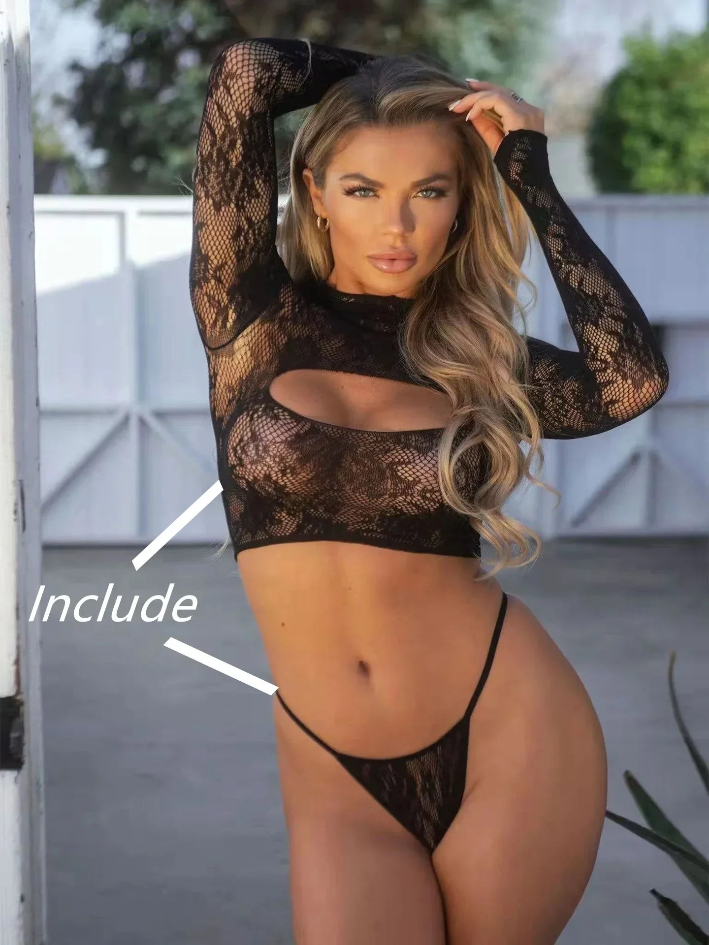 Sexy Bodysuit Woman Fishnet Crotchless - Empire P.E