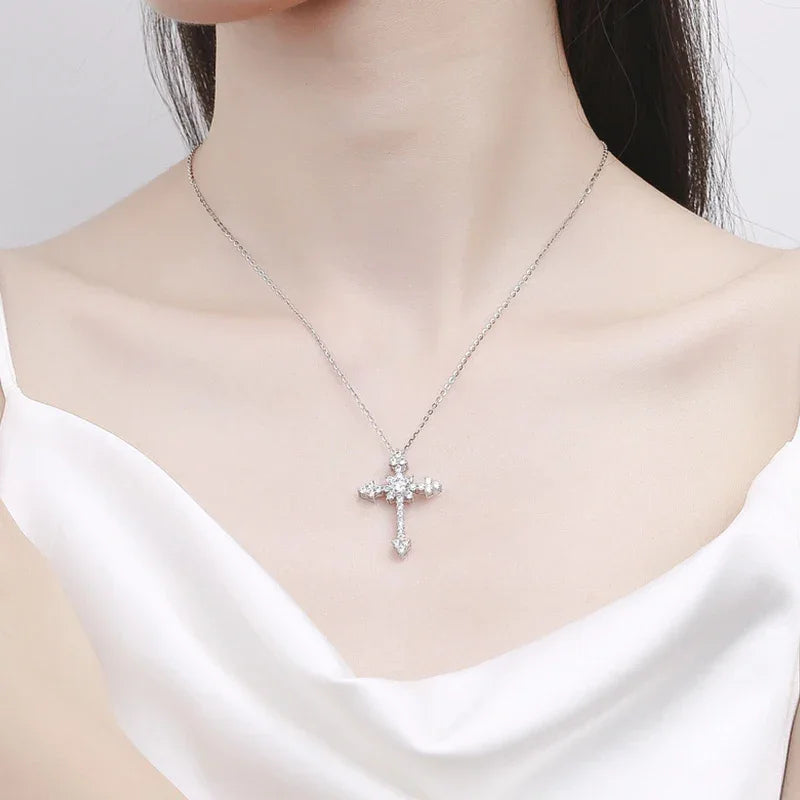 0.5/1CT D VVS1 Moissanite Cross Pendant