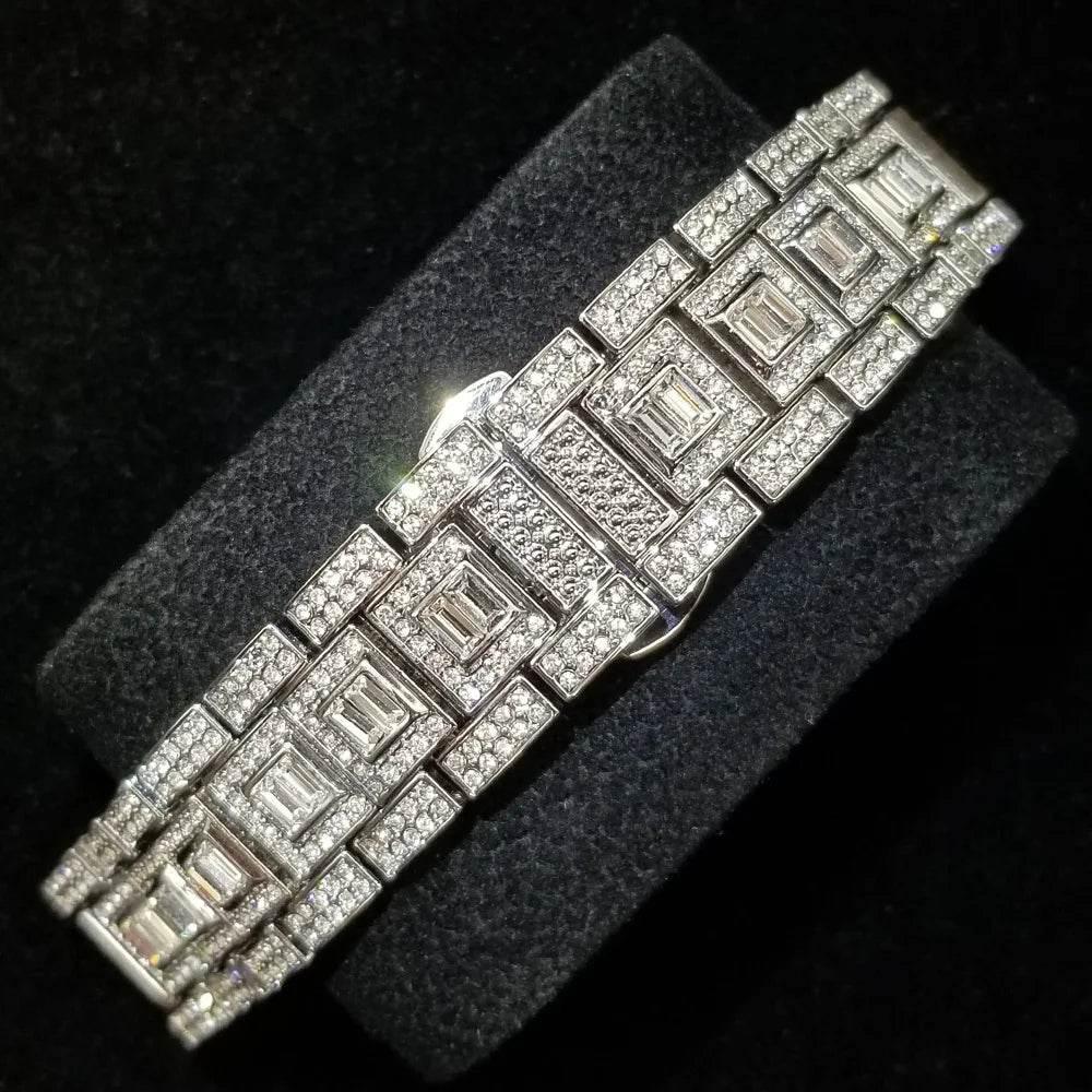 Luxury Shiny Diamond Watch For Men Hip Hop Trendy Iced Out Quartz Watches High Quality Stainless Steel Waterproof Day Date Clock - Empire P.E