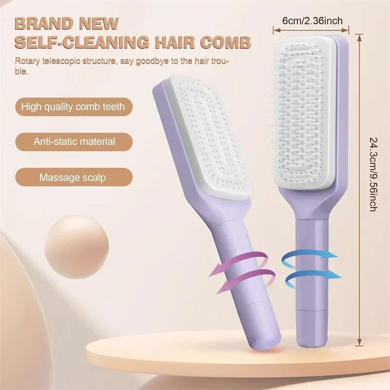 Automatic Cleaning Rotating Lifting Hair Comb