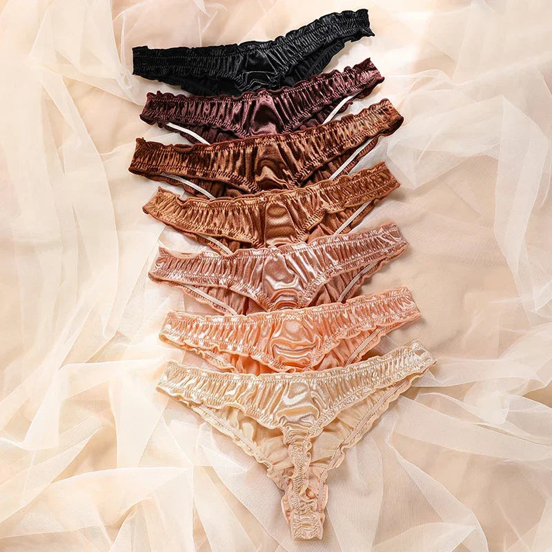 1Pcs/7Pcs Hot Sale Ladies Frill Trim Satin Ice Silk Seamless No Show Underwear - Empire P.E