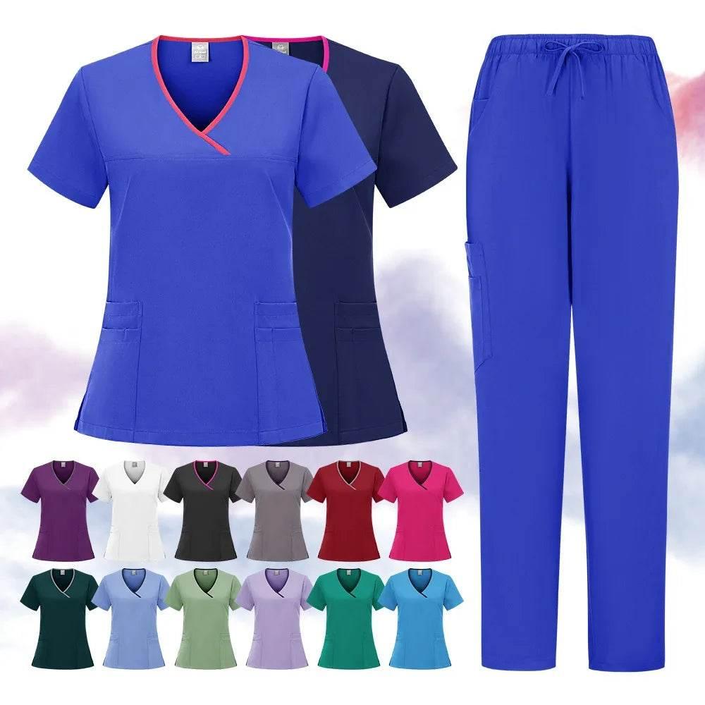 Scrubs Uniforms Sets Nurse Grey Scrubs Uniform Top for Men Hospital Medical Scrubs Unisex Clinic Nursing Surgical Uniforms Woman - Empire P.E