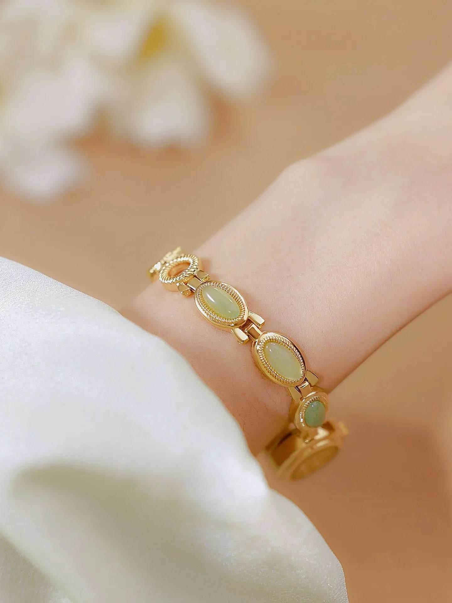 UTHAI Women's Watch Ladies Bracelet Luxury Brand Waterproof Retro Natural Dongling Stone Hotan Jade Advanced Chain Watches Gift - Empire P.E