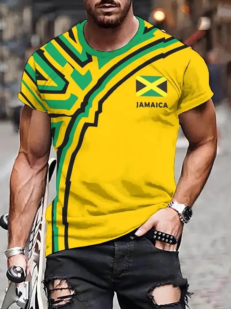 3D Print Jamaica Hummingbird Graphic T-Shirt For Men Casual Short Sleeve Crew Neck Tshirts Men's Plus Size Jamaica Flag Tshirt - Empire P.E