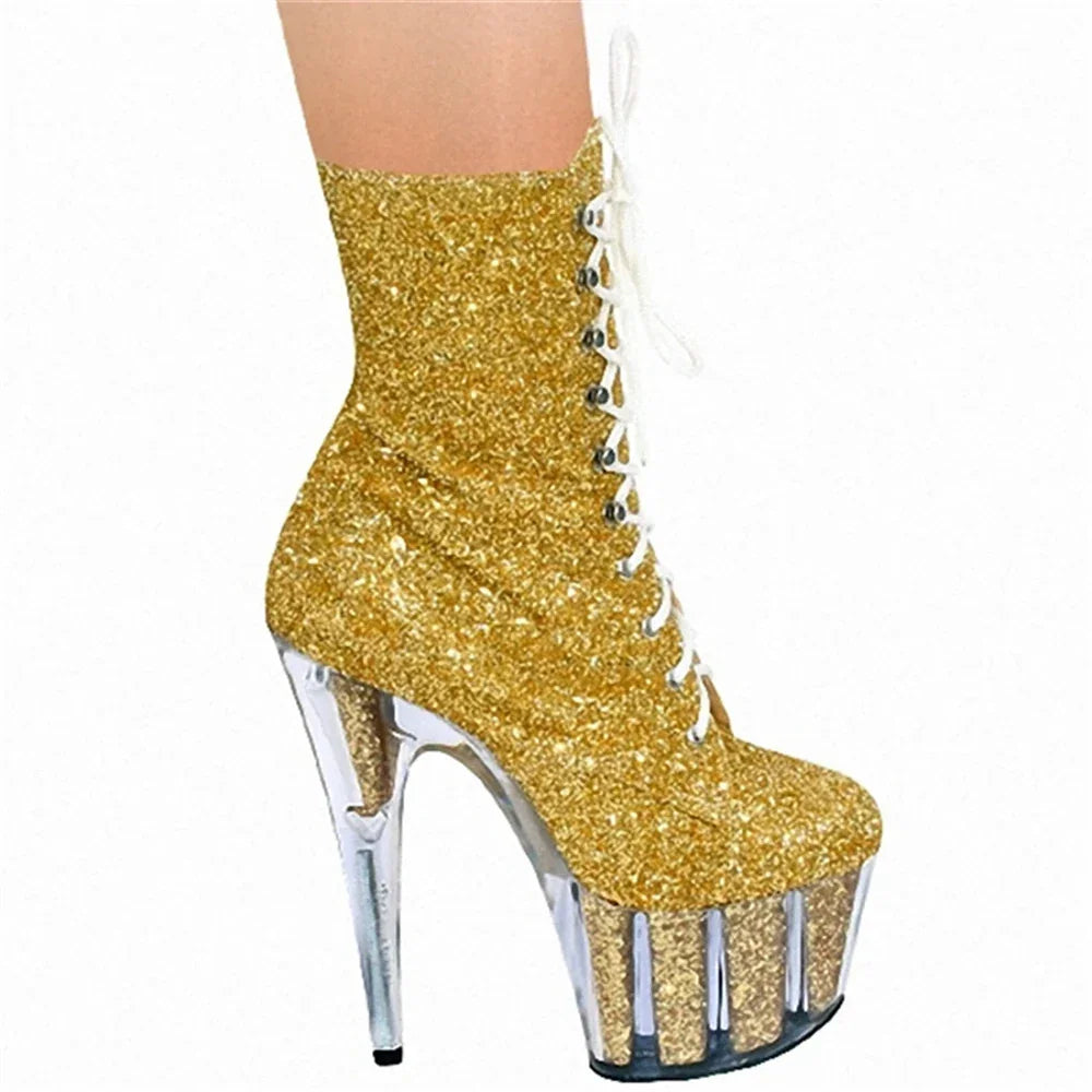 17CM Thin High Heels Ankle Boots Round Toe - Empire P.E