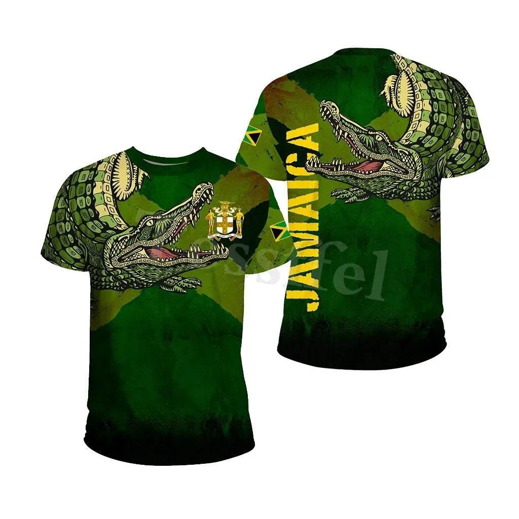 Jamaica Lion Emblem Summer New Fashion 3D Printed Top T-shirt Men and Women Can Be Large Size Loose Fashion Short Sleeves - Empire P.E