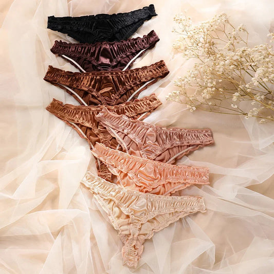 1Pcs/7Pcs Hot Sale Ladies Frill Trim Satin Ice Silk Seamless No Show Underwear - Empire P.E