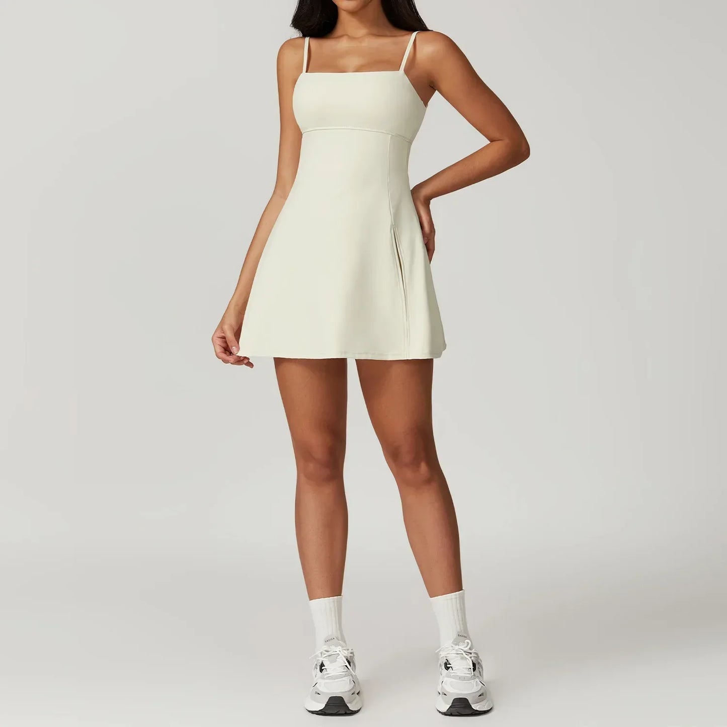 Skinny One-piece Tennis Dress Outdoor Slim-fit Shock-proof Hollow Out Backless Running Fitness Yoga Clothes Tights Tennis Skirt - Empire P.E