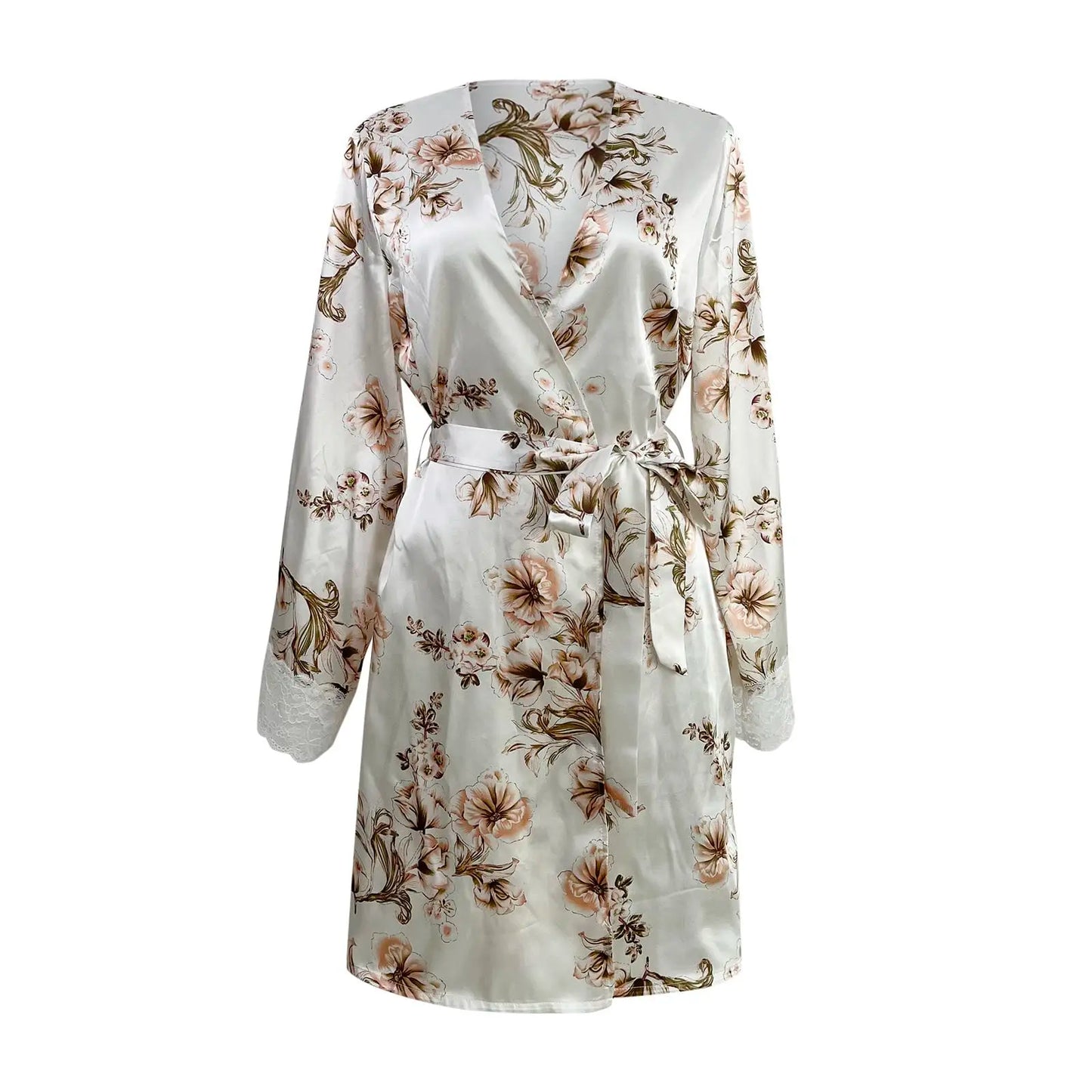 Women's Satin Nightgown Sexy Lace Patchwork - Empire P.E