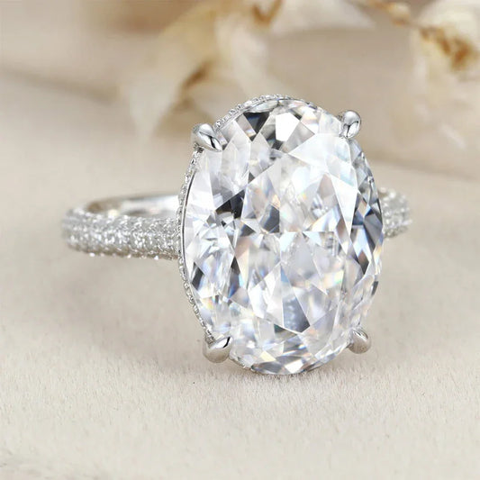 8Carat Oval Cut Moissanite Half Eternity Ring for Women 925 Sterling Silver - Empire P.E