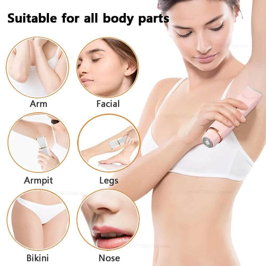 Electric Razor for Women Painless Women Mustache Electric Shaver for Leg Bikini Body Hair Trimmer Facial Epilator Hair Remover - Empire P.E