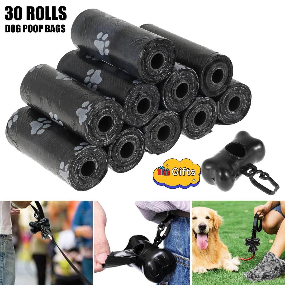 10/30/50Roll Dog Poop Bags Disposable Pet Waste Bags Dog Waste Bags Design Pet Poop Clean Pick Up Bone Bag Dispenser Tools - Empire P.E