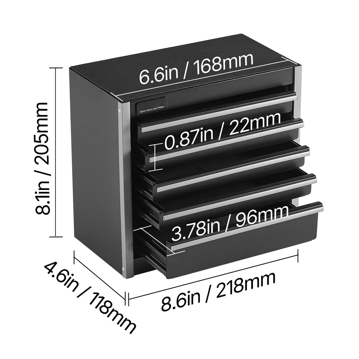 SucceBuy 5-Drawer 8.6in Metal Tool Box