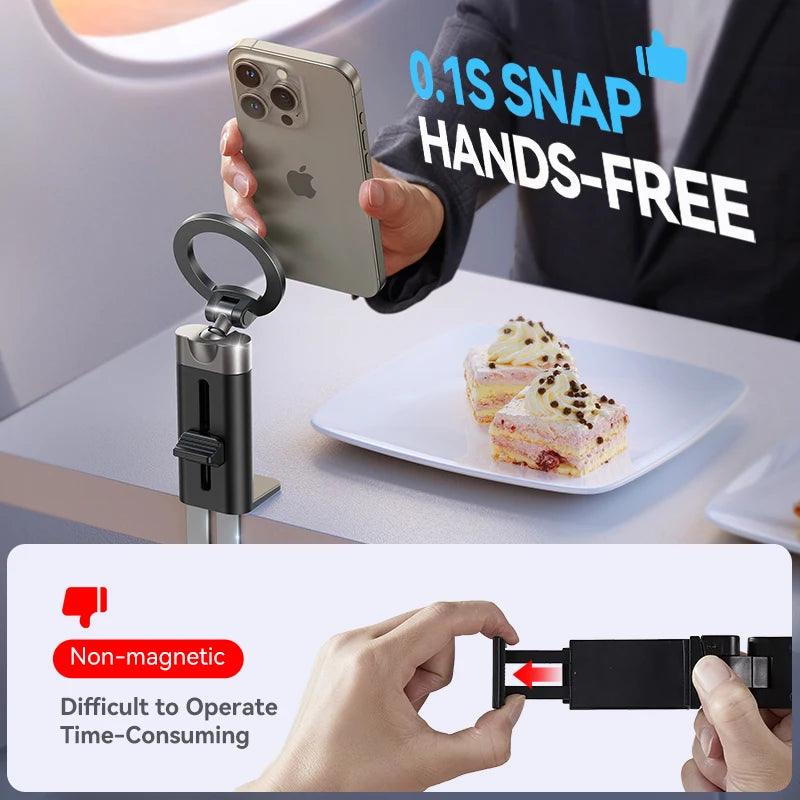 Joyroom Airplane Phone Holder Magnetic Travel Essentials Flexible Rotation Hands-Free Airplane Phone Mount for iPhone 15 Pro Max - Empire P.E