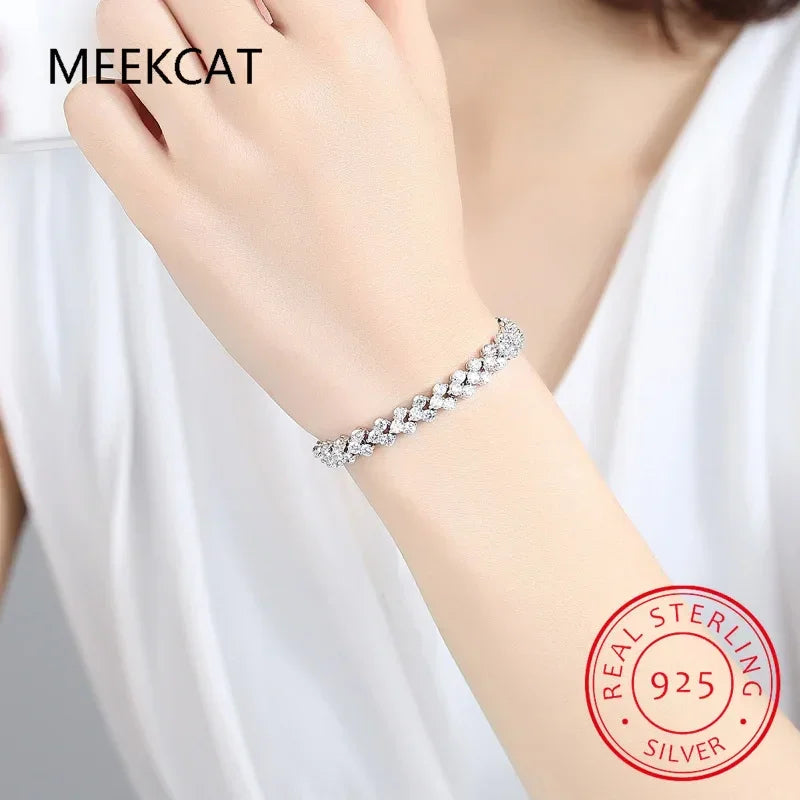 14K White Gold Roman Lab Moissanite Diamond Bracelet - Empire P.E