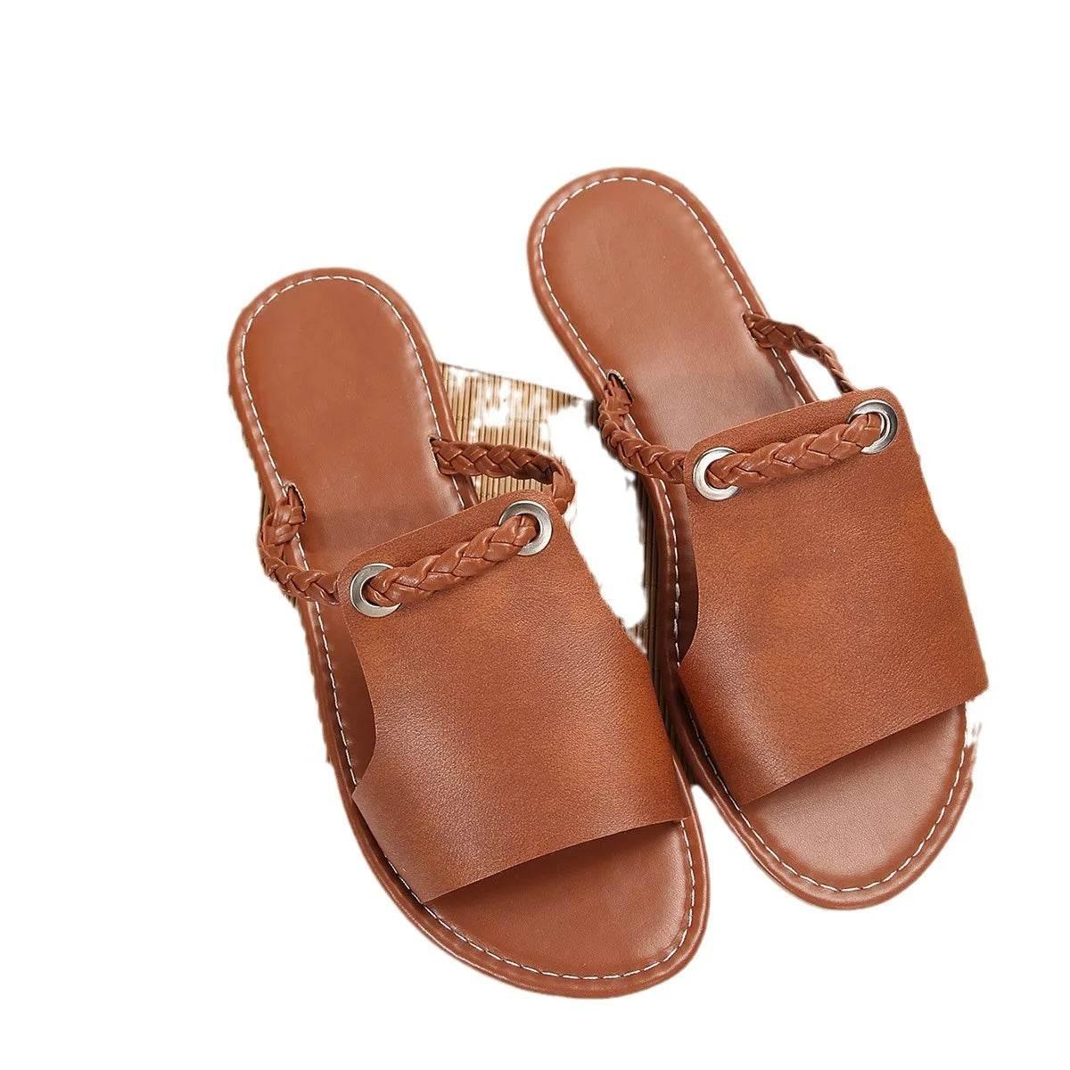 2024 New Women's Shoes Square Head Cross Flat Summer Sandals Simple Flip-flops Women Wear Slippers Beach Slippers - Empire P.E