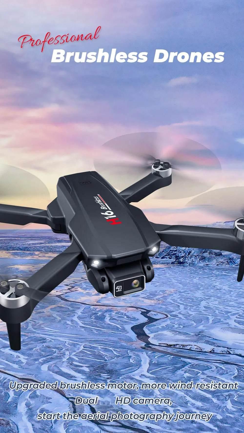 KBDFA New Drone H16 GPS Professional Dual Camera Dron Quadcopter Brushless Aerial Photography Laser Obstacle Avoidance RC Toy - Empire P.E