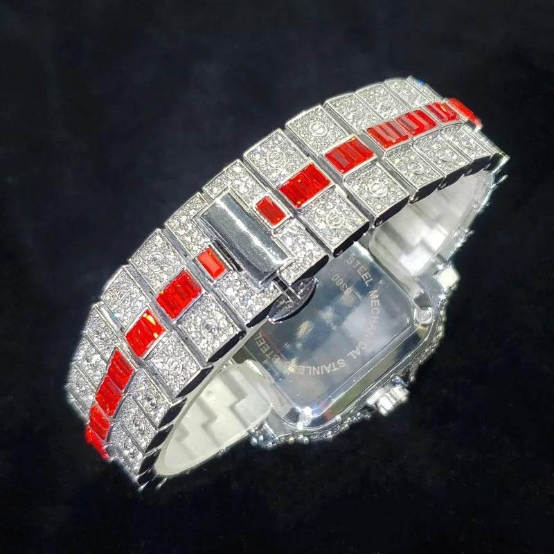 Luxury Full Diamond Watch for Men Fashion Green Iced Out Bling Square Watches Hip Hop Rap Jewelry Relogio Masculino Dropshipping - Empire P.E