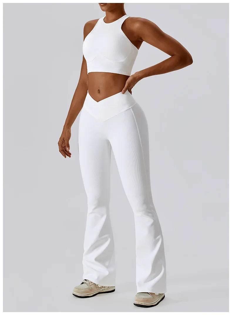 2PCS Seamless Yoga Set Gym Clothes Sportswear Yoga Suits For Women Fitness Rib Tracksuits Sports Bra Gym Leggings Sports Suits - Empire P.E