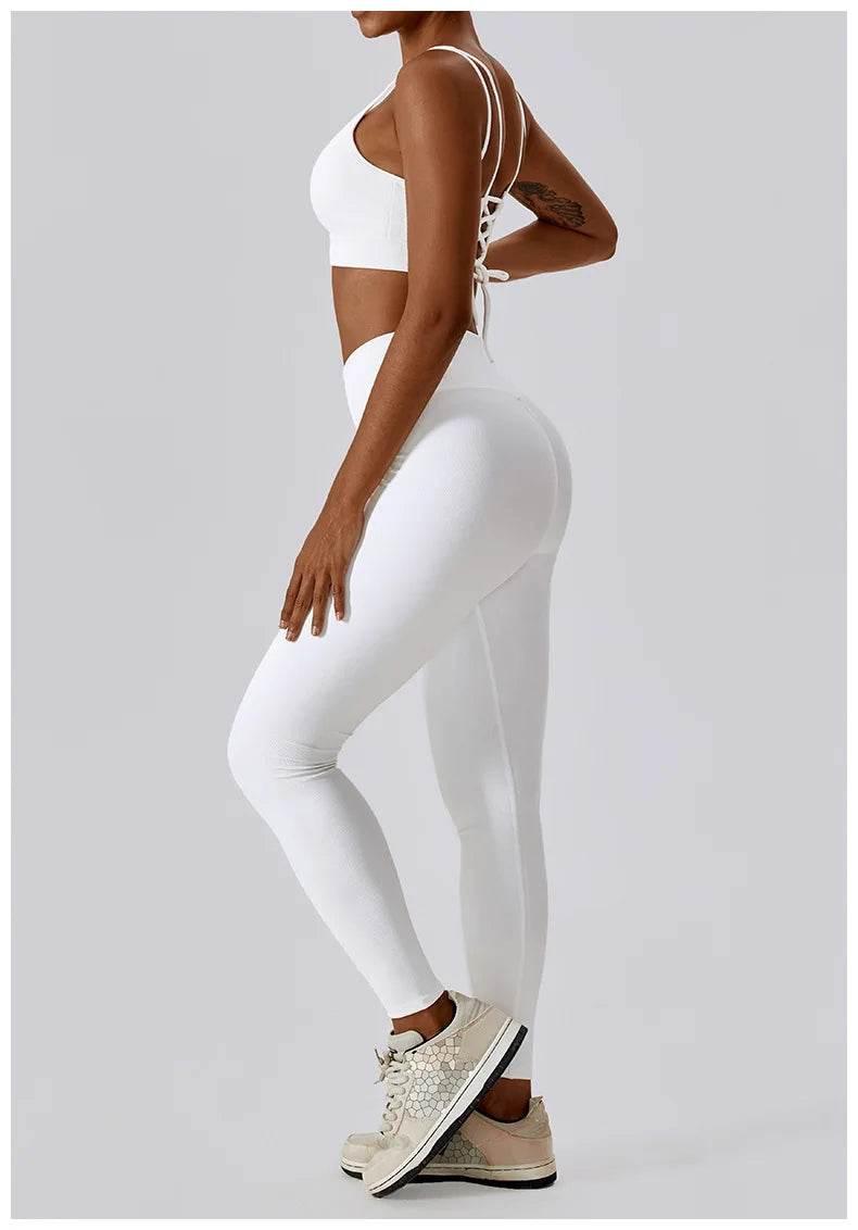 2PCS Seamless Yoga Set Gym Clothes Sportswear Yoga Suits For Women Fitness Rib Tracksuits Sports Bra Gym Leggings Sports Suits - Empire P.E