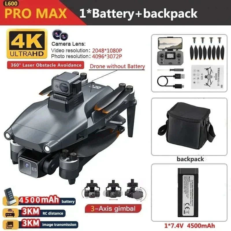 PRO MAX GPS Drone Professional 4K 3-Axis PTZ HD Dual Camera - Empire P.E