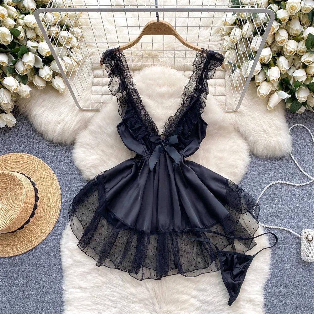Hollow Out Cosplay Lingerie Lace Backless Jumpsuit - Empire P.E