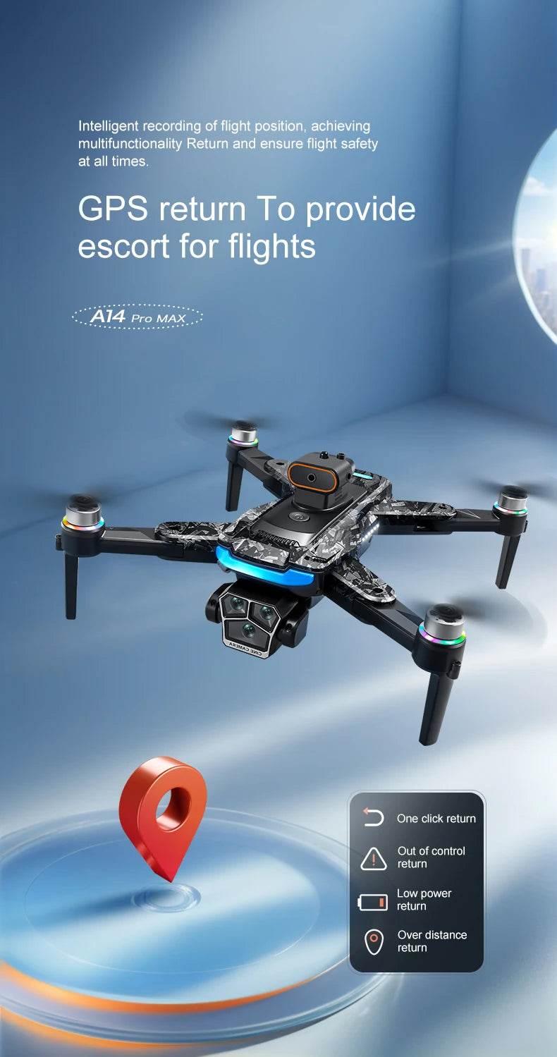 Drone with Camera Professional 4K HD Aerial Photography Dron GPS Return 4.5inch LCD Screen RC Quadcopter Three Camera Drone Toys - Empire P.E