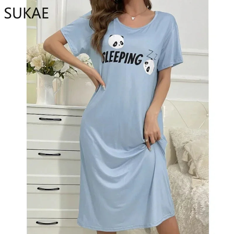 Cartoon Milk Silk Nightdress - Empire P.E