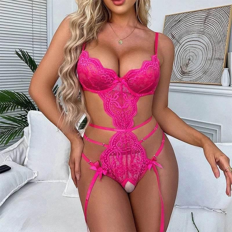 Woman Open Crotch Lingerie Babydoll Lace One-piece - Empire P.E