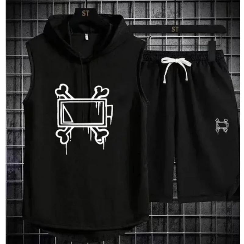 Men's track suit summer sportswear two-piece t-shirt shorts