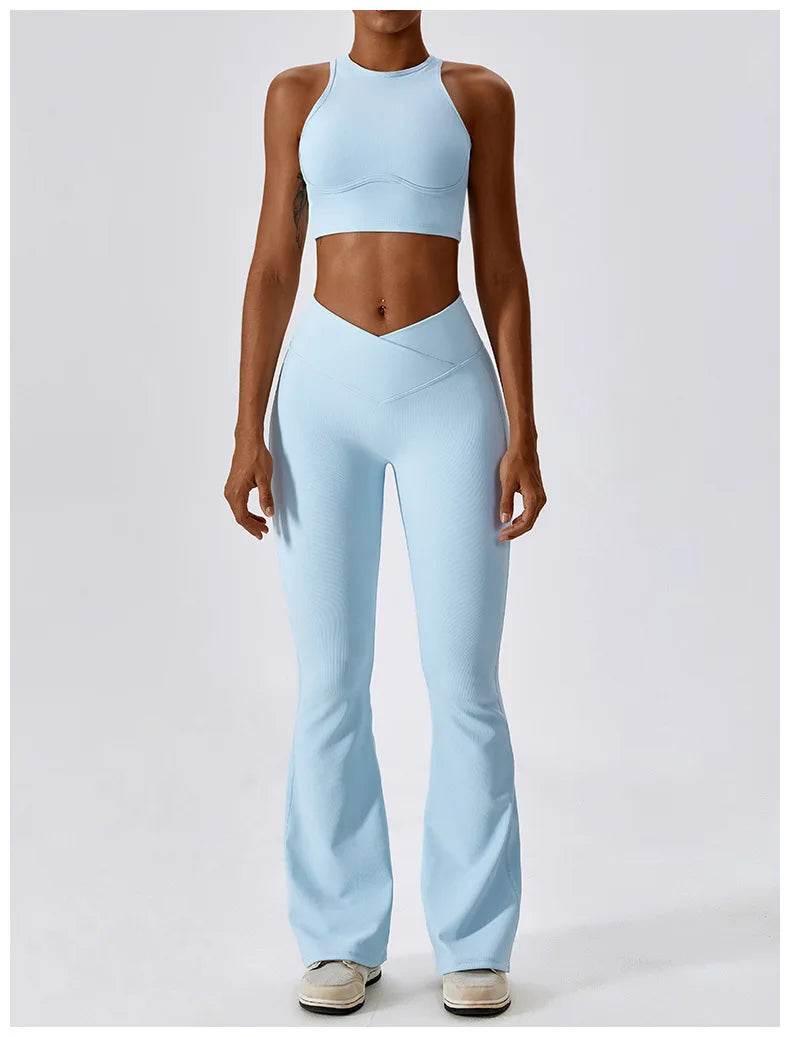 2PCS Seamless Yoga Set Gym Clothes Sportswear Yoga Suits For Women Fitness Rib Tracksuits Sports Bra Gym Leggings Sports Suits - Empire P.E