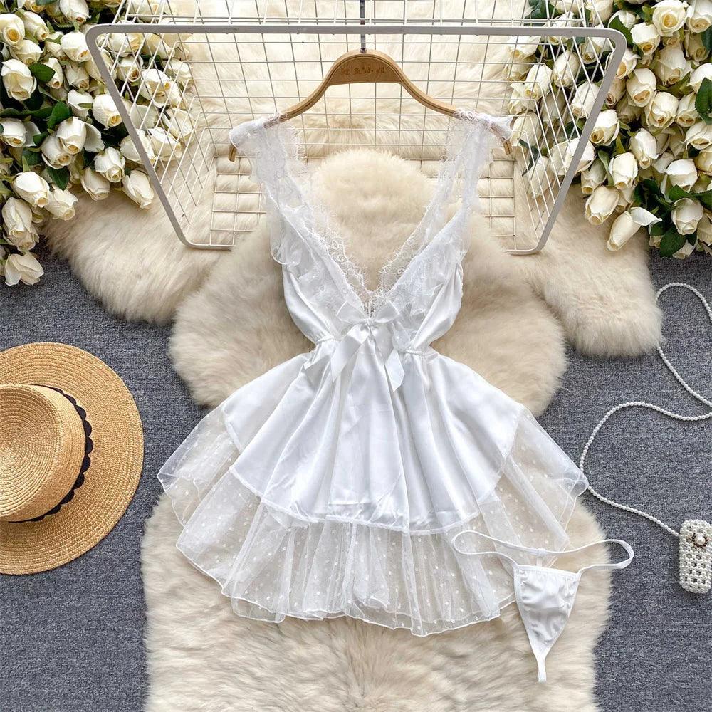 Hollow Out Cosplay Lingerie Lace Backless Jumpsuit - Empire P.E