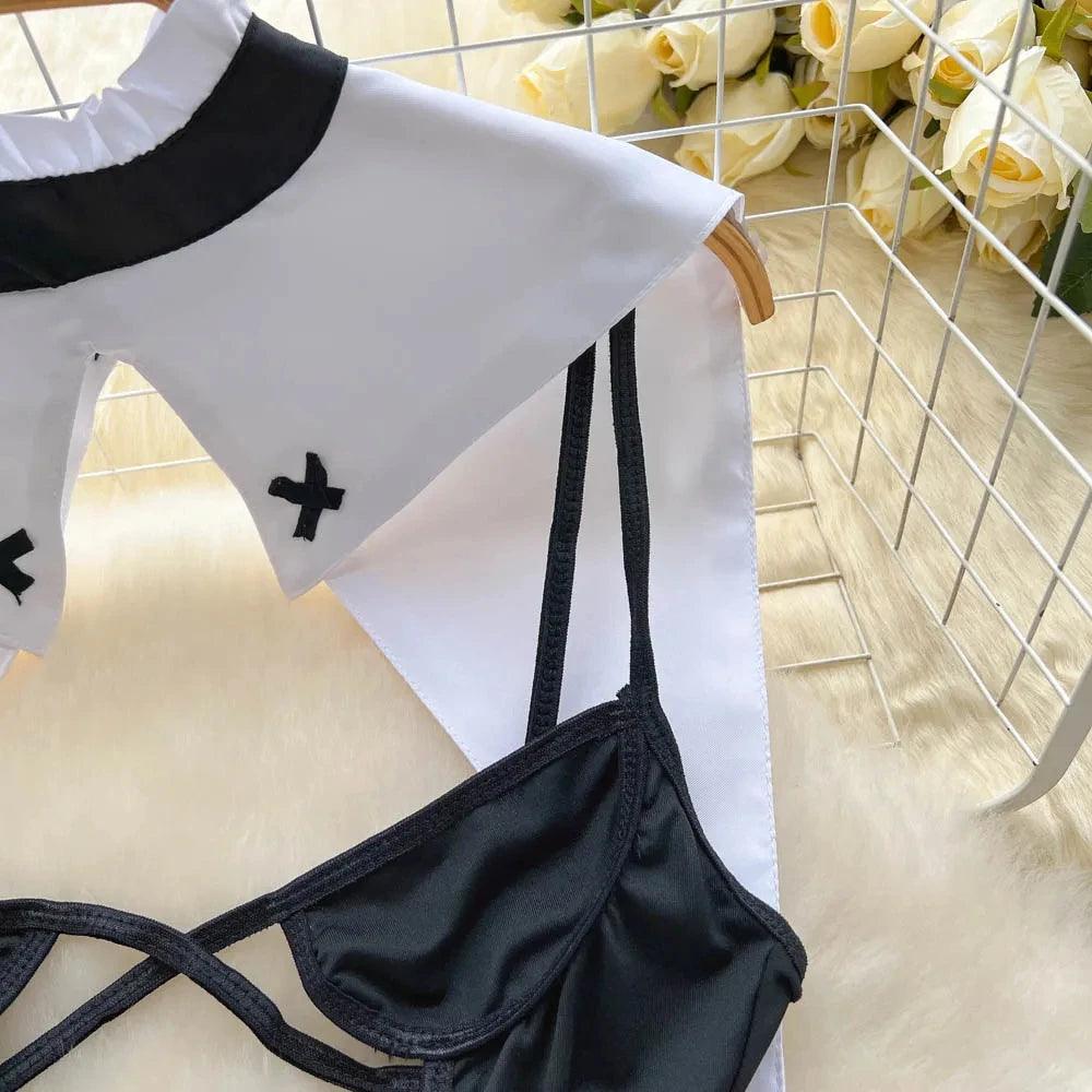 Hollow Out Cosplay Lingerie Lace Backless Jumpsuit - Empire P.E