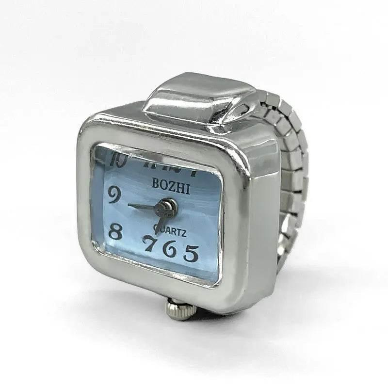 Vintage Punk Finger Watch Mini Elastic Strap Alloy Watches Couple Rings Jewelry Clock Retro Roman Quartz Watch Rings Women Men - Empire P.E