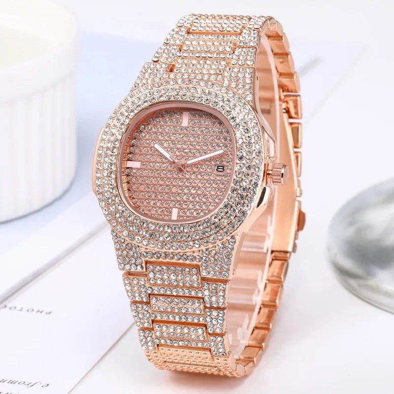 Luxury Full Diamond Men's Stainless Steel Watches Male - Empire P.E