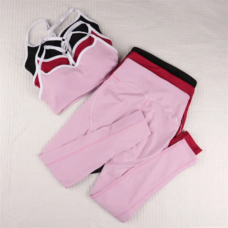 Gym Set Contrasting Color Sports Bra Suits - Empire P.E