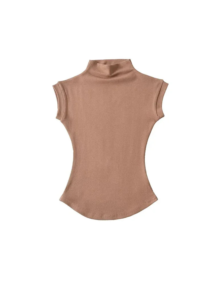Women Summer Sexy Turtleneck Sleeveless T-Shirts - Empire P.E