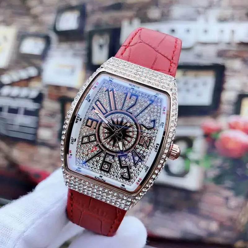 The Tonneau Minimalist Waterproof Women Ultra Thin Watches Leather Band Fashion Diamond-encrusted Quartz Watch Relogio Feminina - Empire P.E