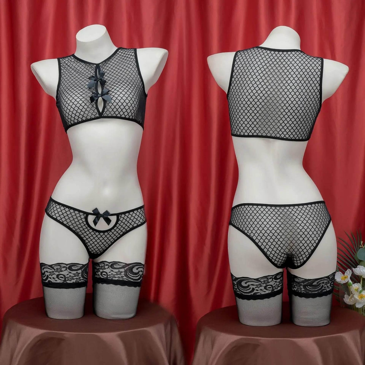 New Black Mesh Bikini Hollow Out Fishnet - Empire P.E
