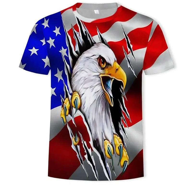 New USA Flag T-Shirt Men Women Stripes And Stars Pattern 3D Printed T Shirts Eagle American Flag Men's T-Shirts Summer Tops Tees - Empire P.E
