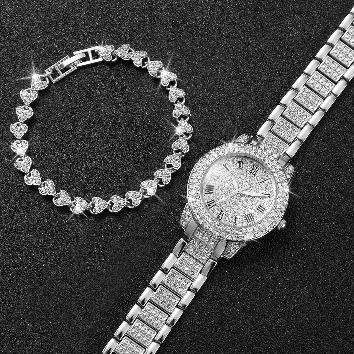 2pcs/set Women Diamond Quartz Watch and Bracelet Set - Empire P.E
