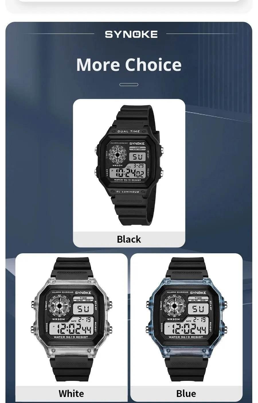 SYNOKE Digital Watches Men Sports Luminous Multifunction Waterproof Women Wristwatch Outdoor and Running Student Seven Lights - Empire P.E